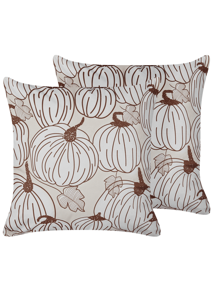 2er-Set Dekokissen GOURD in Beige/Weiß/Braun
