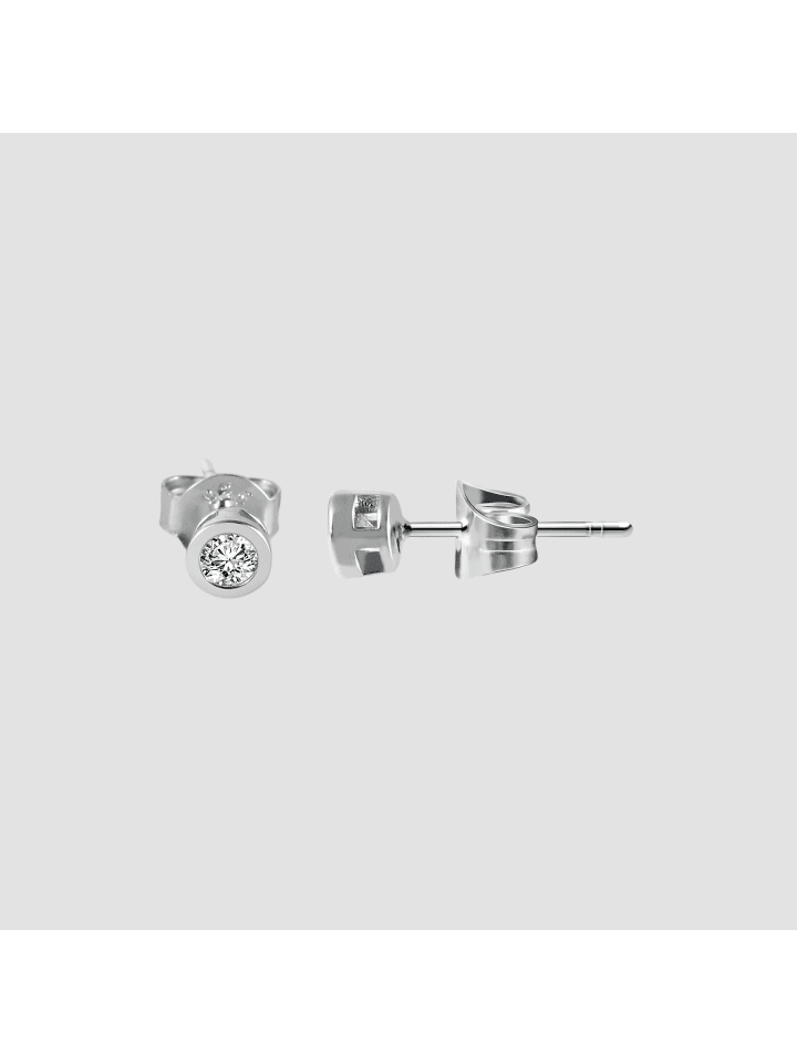 Kinder Ohrringe – Ohrstecker aus 925 Silber mit Zirkonia in silber