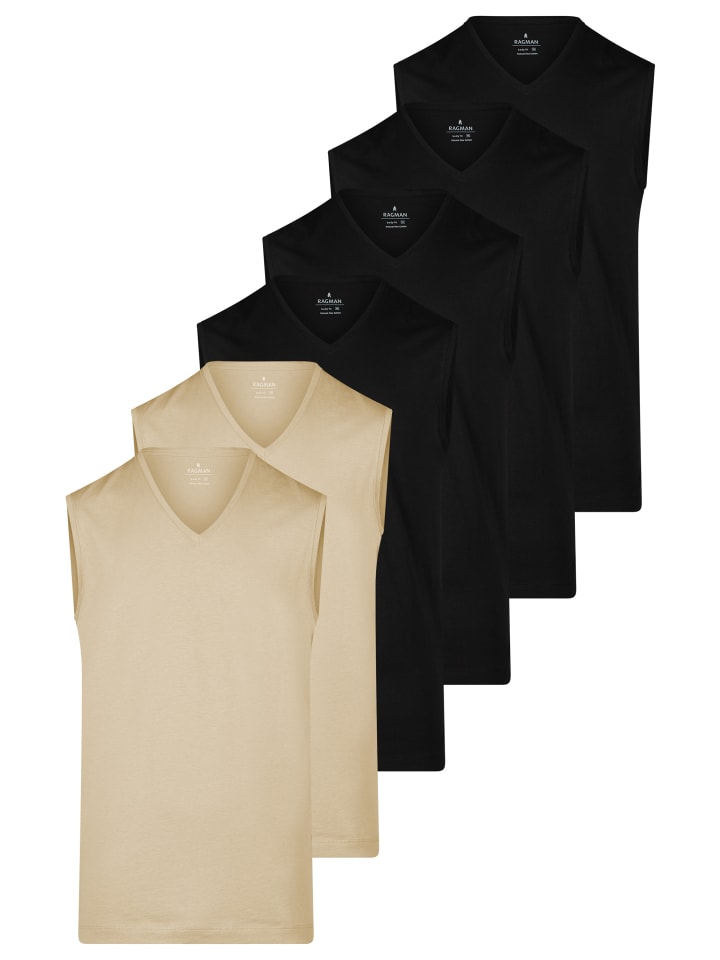 Unterhemd / Tanktop Basic in Schwarz / beige