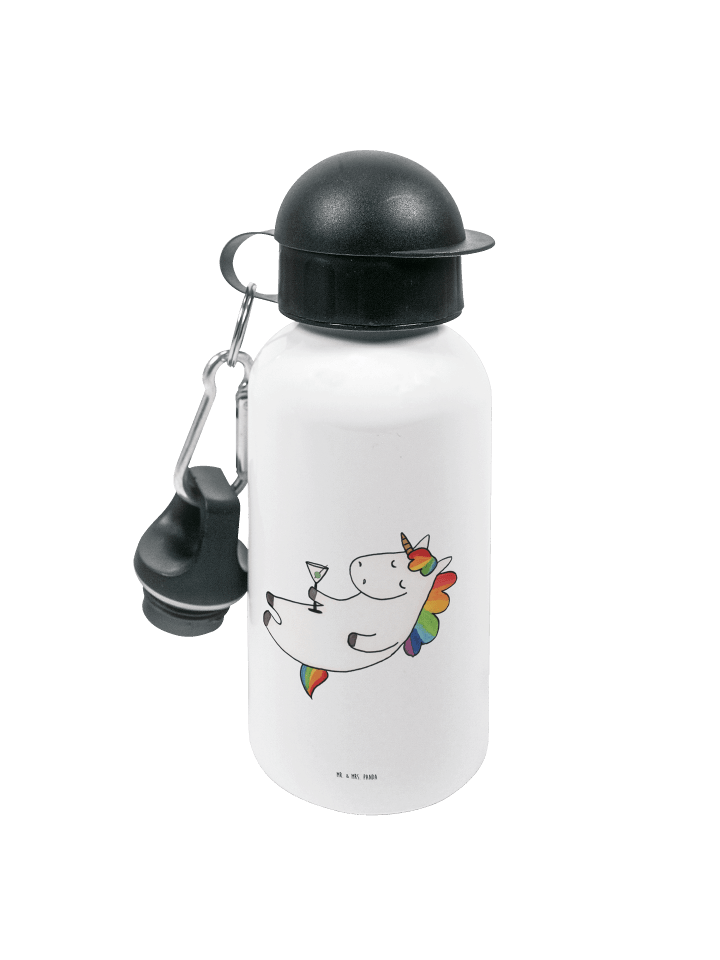 Trinkflasche Einhorn Blümchentail ohne Spruch in Weiß