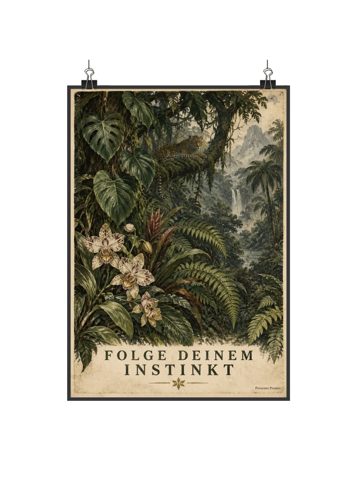 Poster Leopard geheimnisvoll Design mit Spruch in Weiß