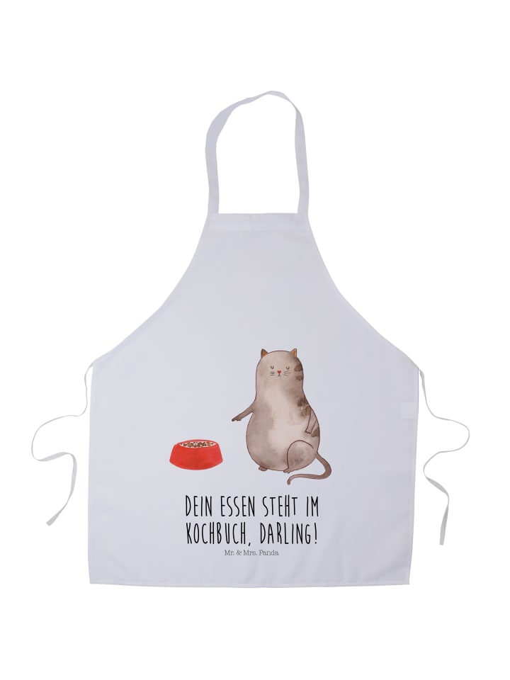 Küchenschürze Katze Fressen mit Spruch in Weiß