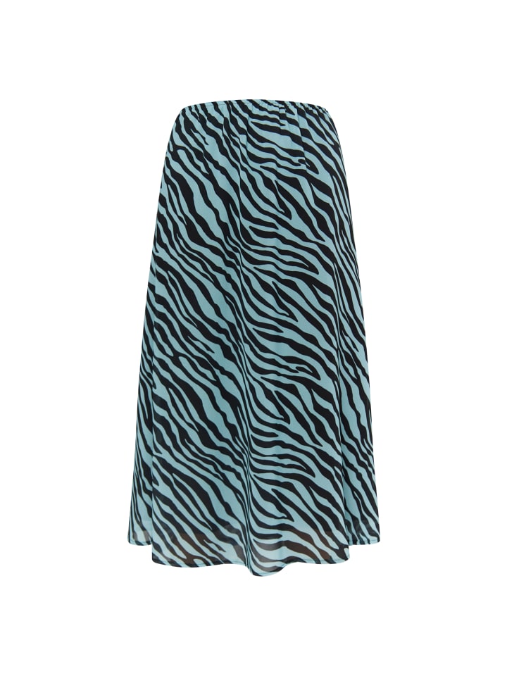 Damen Rock Mit Zebra-Print in Hellblau Schwarz