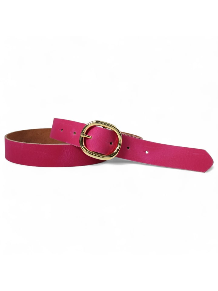 Damengürtel goldene Schnalle in Pink