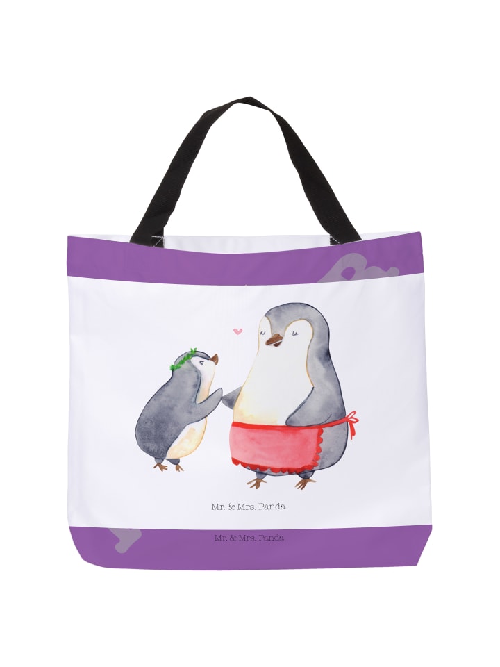 Shopper Pinguin mit Kind ohne Spruch in Weiß