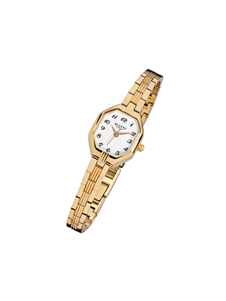 Analog-Armbanduhr Regent Metallarmband gold extra groß (ca. 19x22mm)