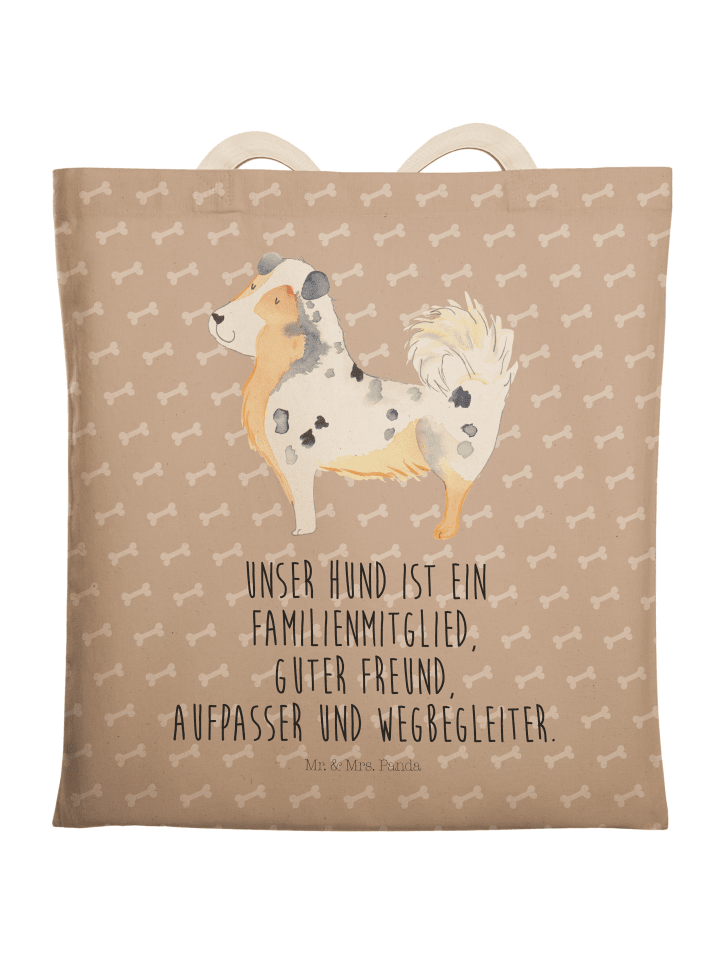 Tote Bag Hund Australien Shepherd mit Spruch in Hundeglück