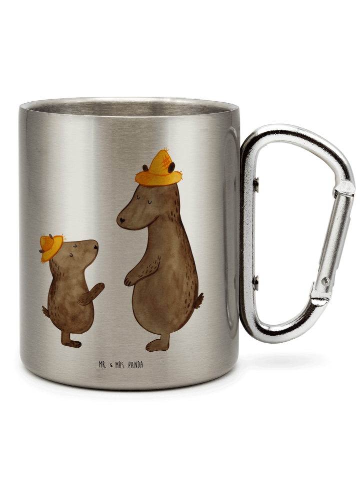 Outdoor Kaffeebecher Bären mit Hut ohne Spruch in Silber