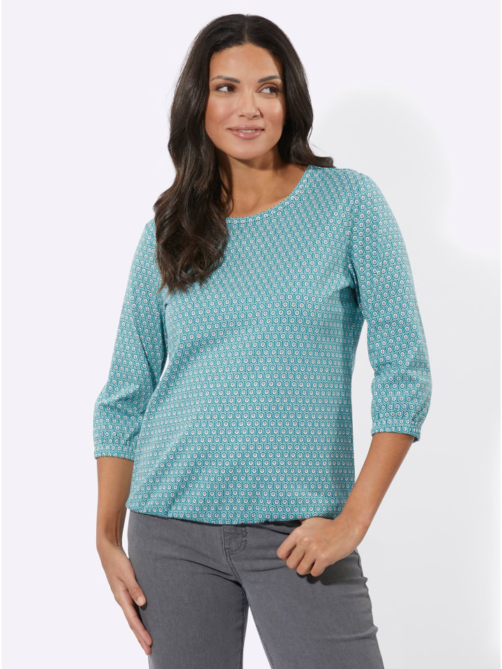 3/4-Arm-Shirt in mint-petrol-bedruckt