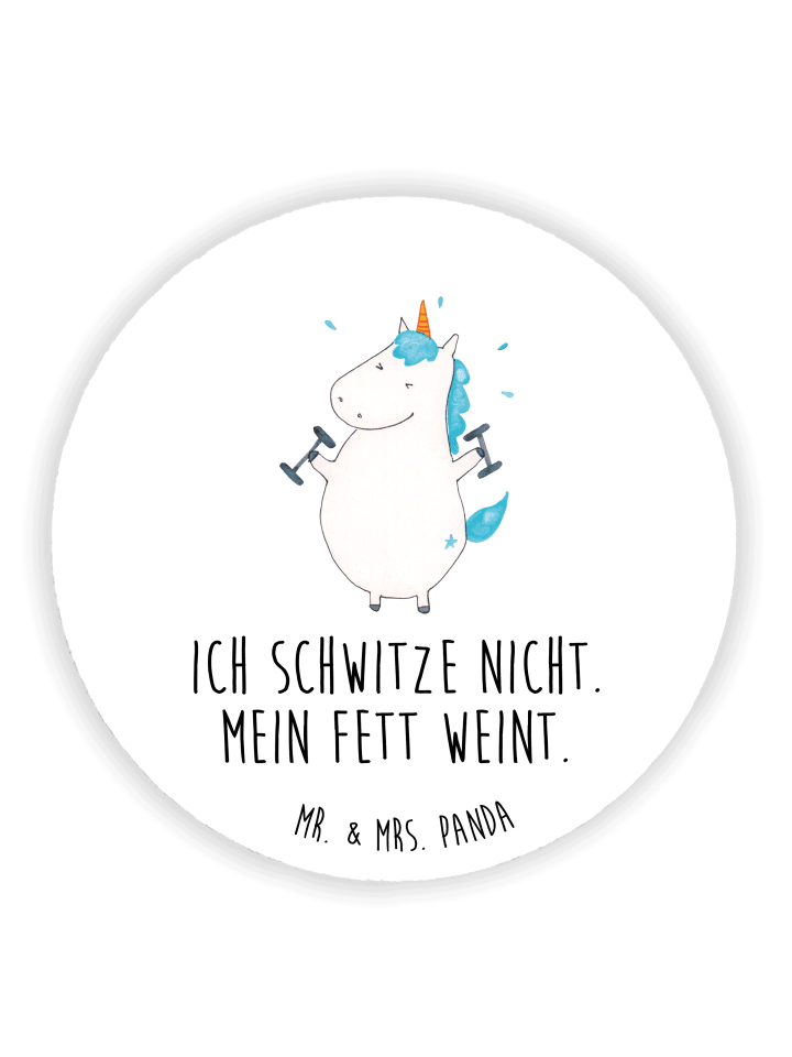 Magnet Einhorn Fitness mit Spruch in Weiß