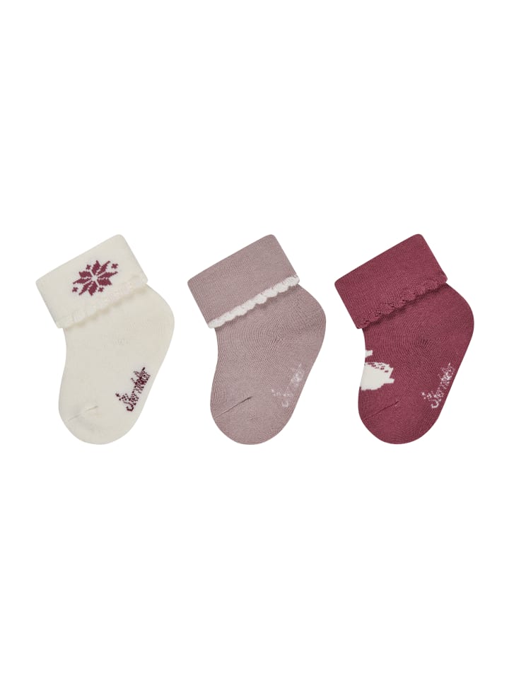 Baby Socken 3er-Pack Schneeflocke in ecru