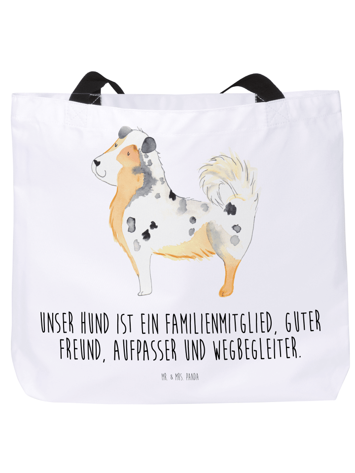 Strandtasche Hund Australien Shepherd mit Spruch in Weiß
