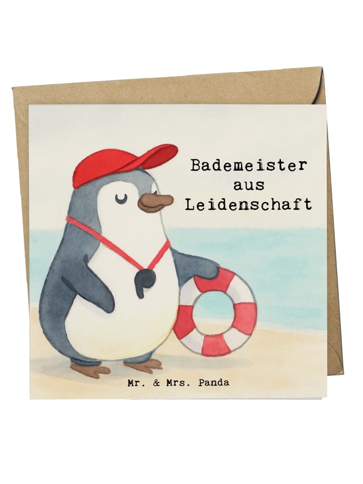 Klappkarte Bademeister Leidenschaft Design mit ... in Weiß