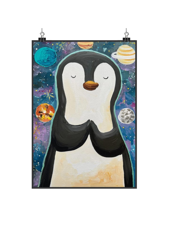 Poster Pinguin Universum Design ohne Spruch in Weiß