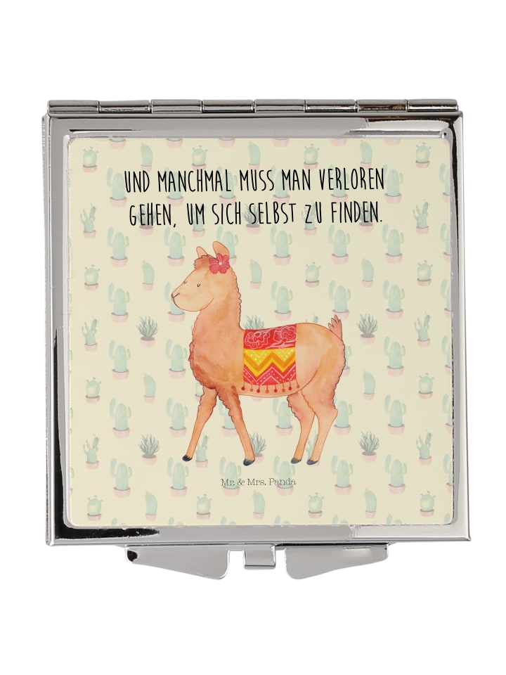 Kosmetikspiegel Alpaka Stolz mit Spruch in Kaktus Grün