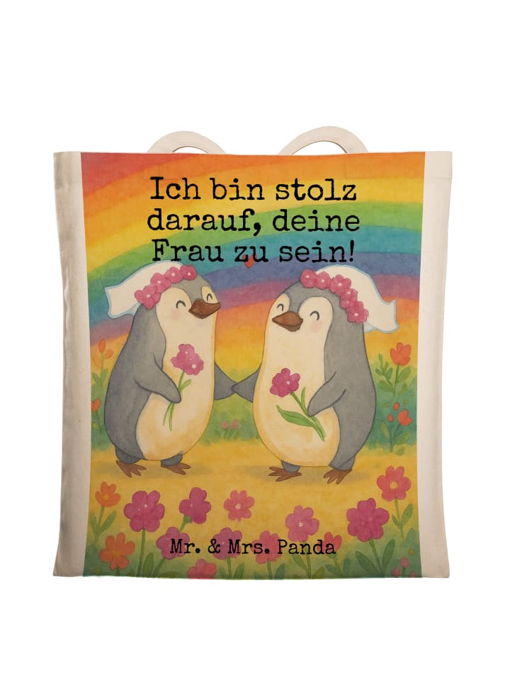 Shopping Tasche Pinguine Lesbian Pride Design m... in Weiß
