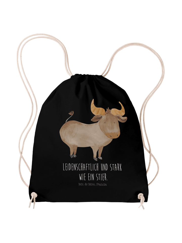 Beutel Sternzeichen Stier mit Spruch in Schwarz