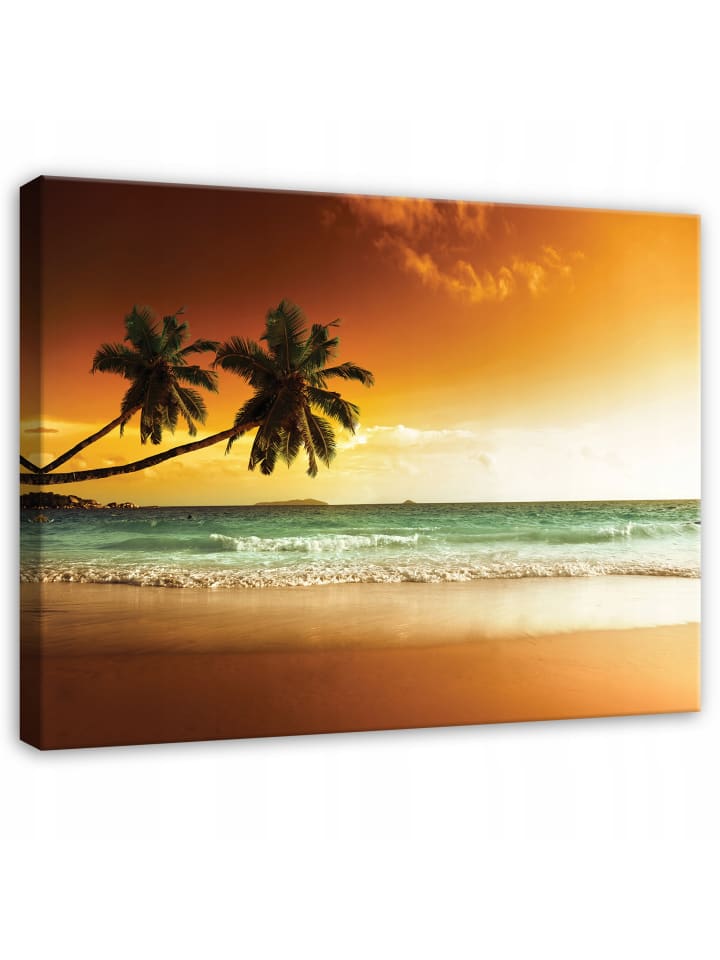 Leinwandbild Strand in Orange