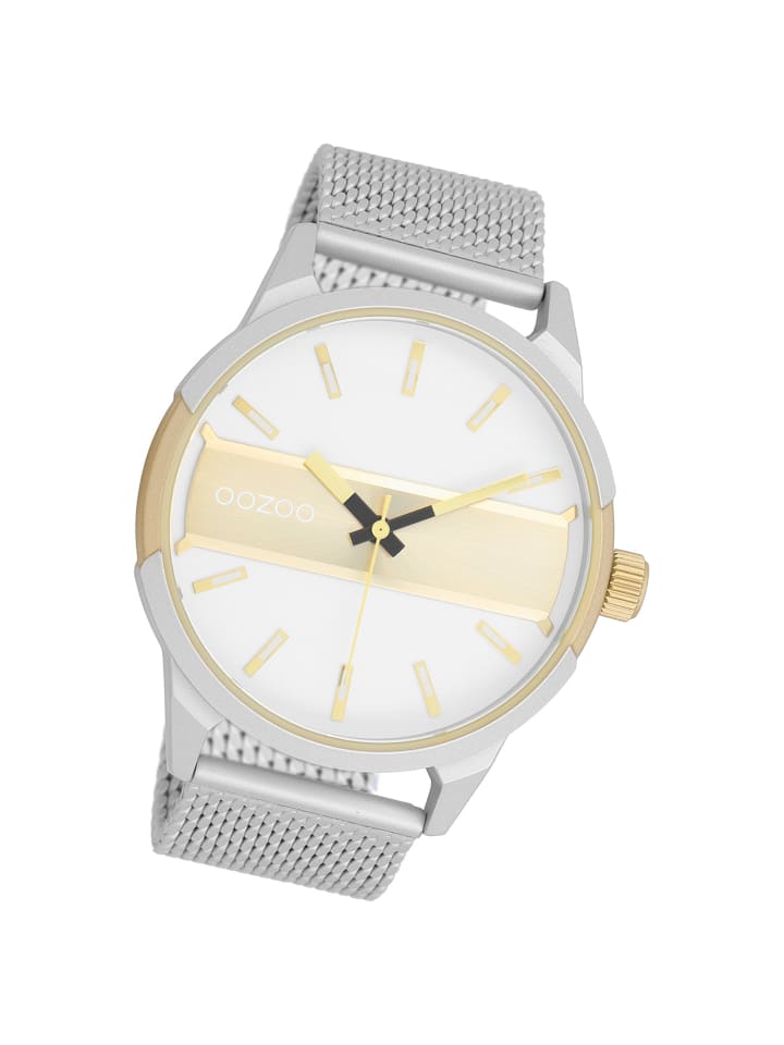 Analog-Armbanduhr Oozoo Timepieces silber extra groß (ca. 48mm)
