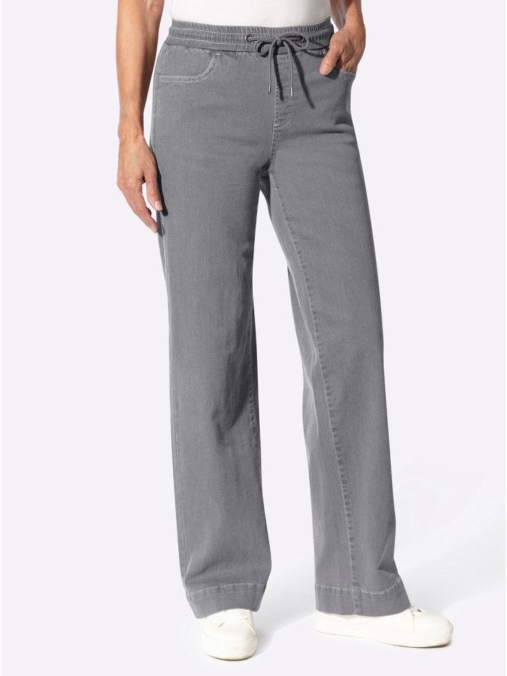 Schlupfjeans in stone-grey-denim