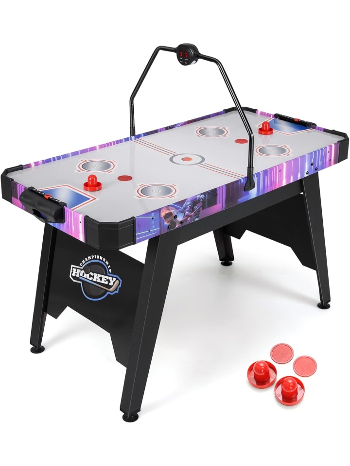 Airhockey Tisch mit LED-Digitalanzeige in Schwarz