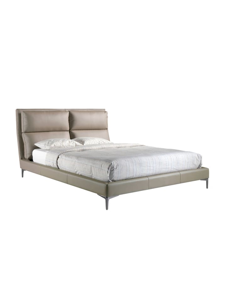 Bett 7014 in Nerz / Stahl – (B)176 x (H)240 x (T)107 cm