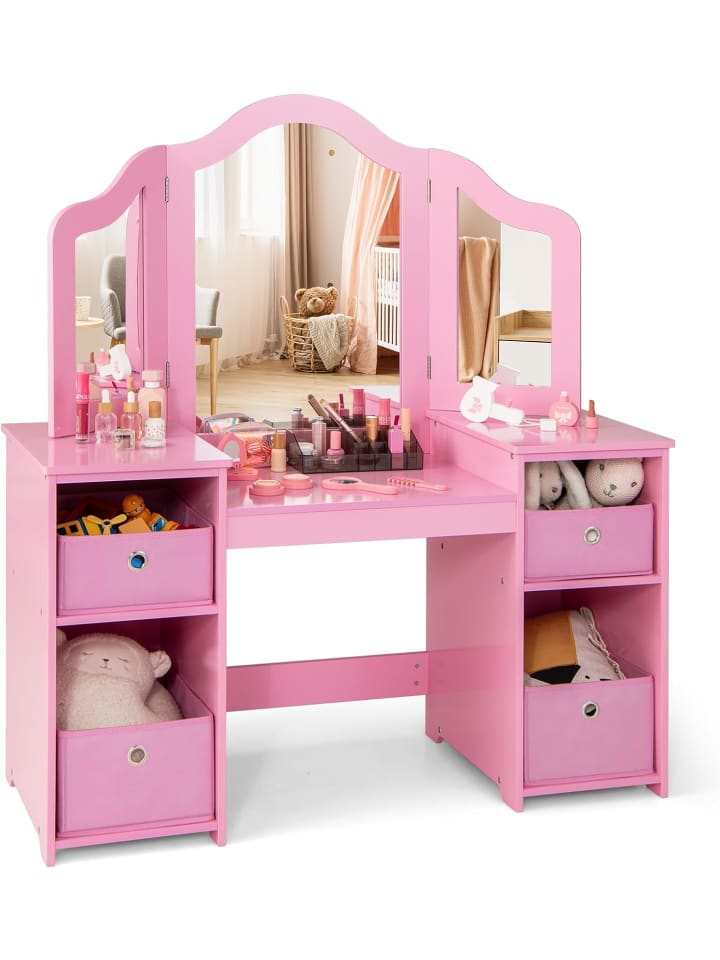 2 in 1 Kinder Schminktisch in Rosa