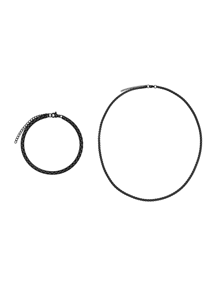Schmuckset Herren mit Armband und Halskette Set Vetus schwarz farben in schwarz