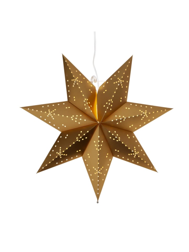 Papierstern hängend 7-zackig mit Kabel und Fassung D: 45cm in gold