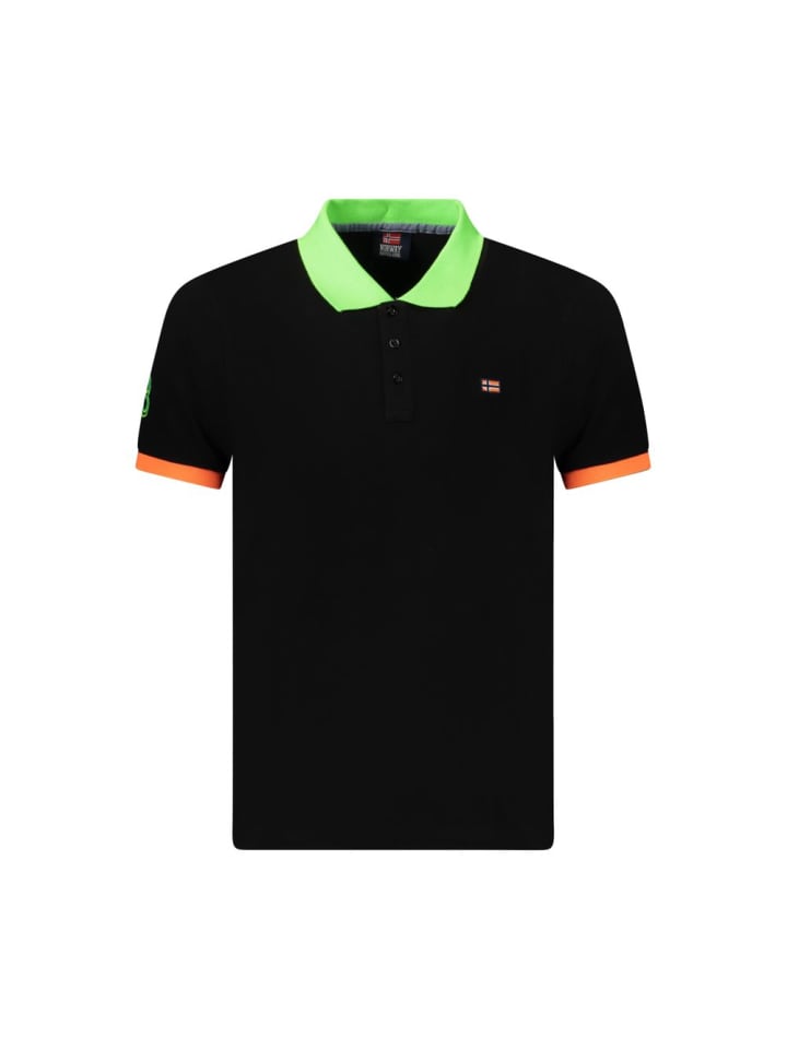 Schwarz Baumwolle Herren Polo Hemd