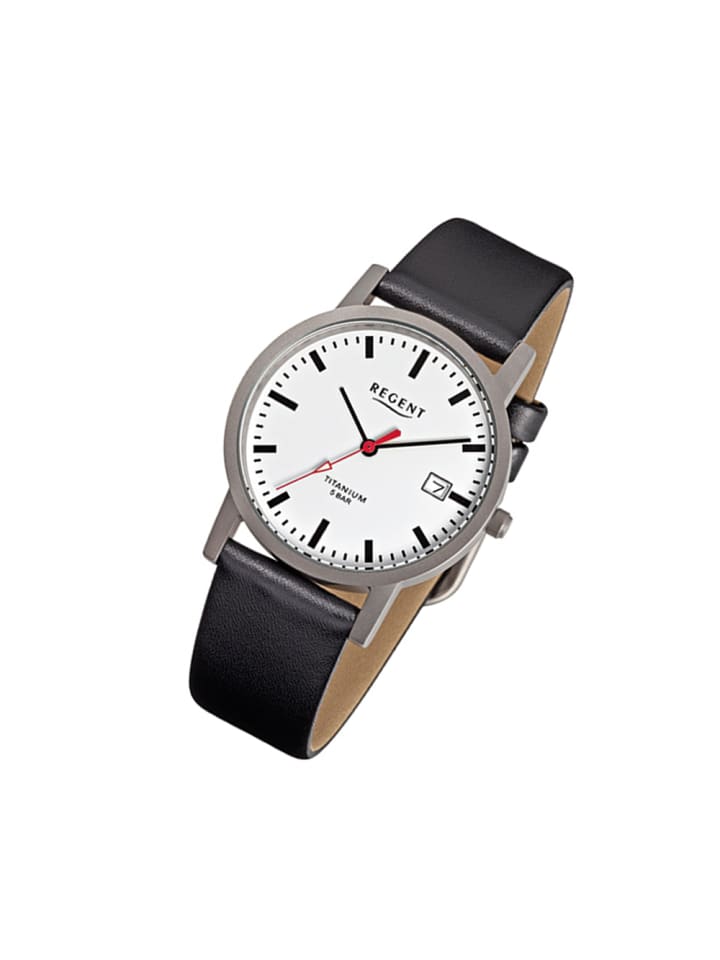 Analog-Armbanduhr Regent Titan-Uhren schwarz mittel (ca. 34mm)