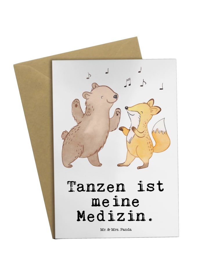 Glückwunschkarte Hase Tanzen mit Spruch in Weiß
