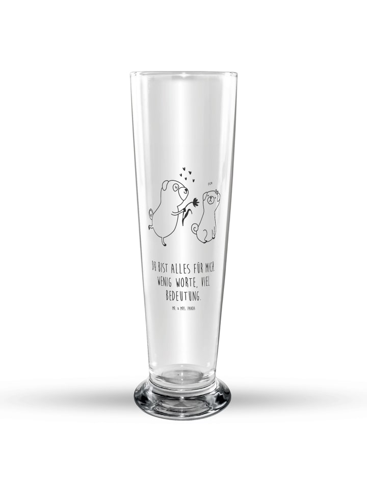 Bierstange Mops Verliebt mit Spruch in Transparent