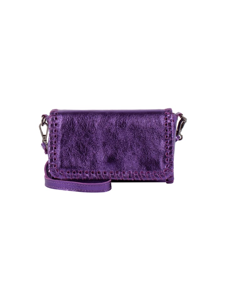 Damen Handtasche Aus Metallic-Leder in Violett