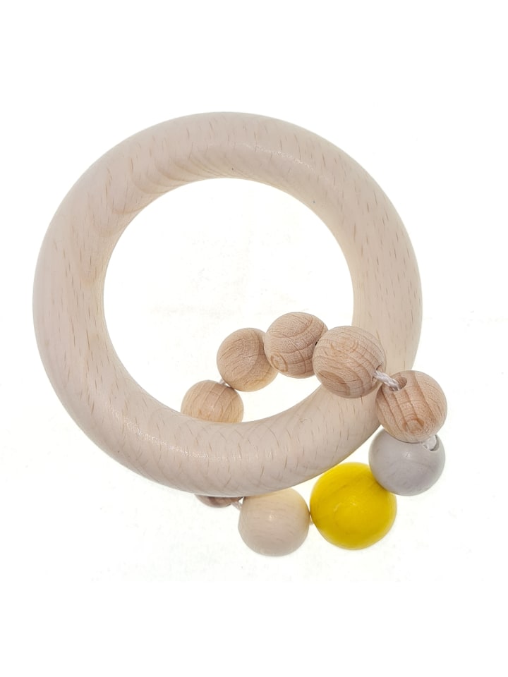 Ringrassel "mit Kugeln" in nature / gelb