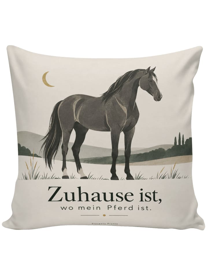 Couchkissen Pferd minimalistisch Design mit Spruch in Weiß