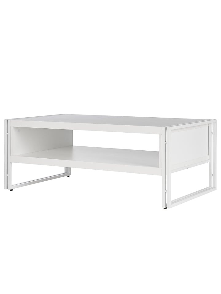 home24 Couchtisch aus beschichteter Spanplatte & Metallgestell in Weiß in Weiß