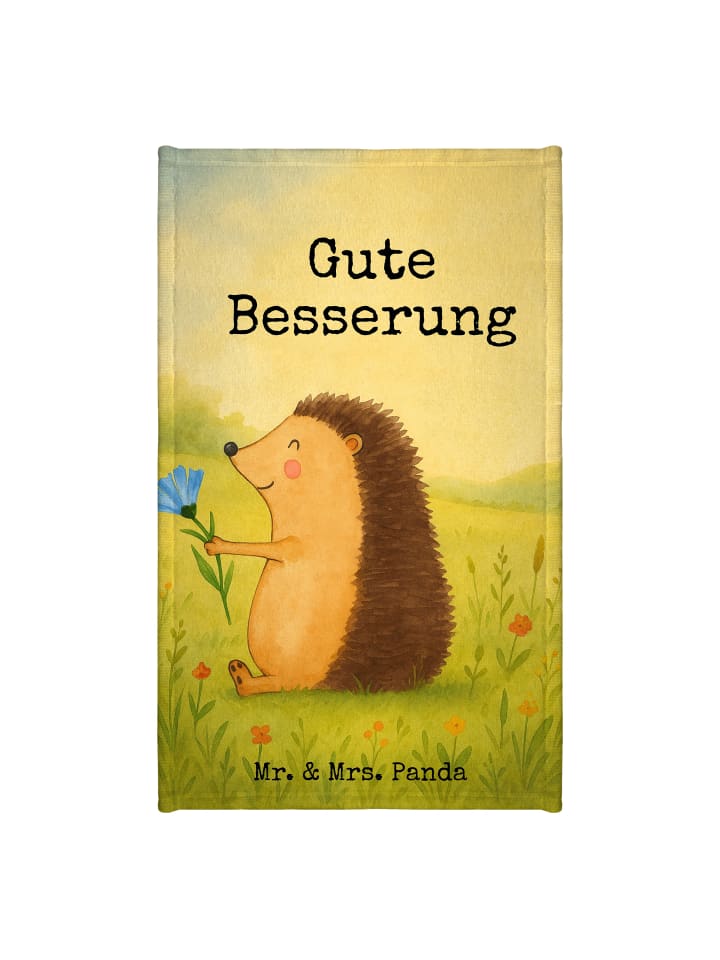 Gästehandtuch Igel Blumen Design mit Spruch in Weiß