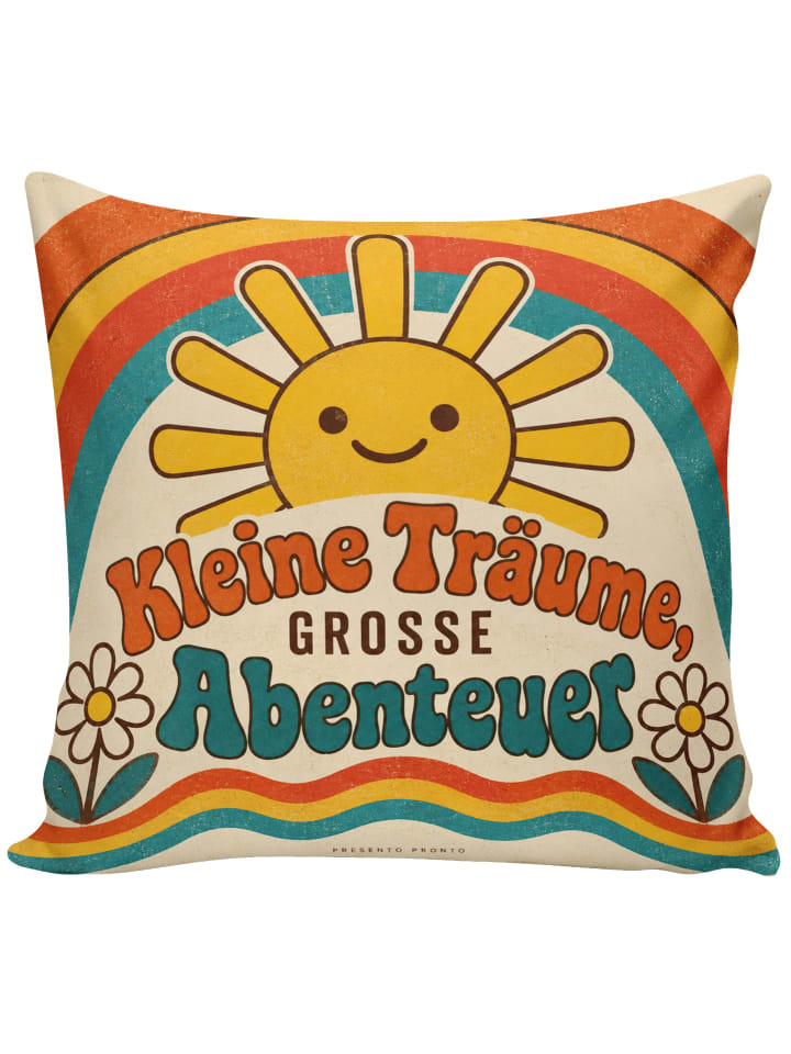 Kissen Sonne lächelnd Design mit Spruch in Weiß