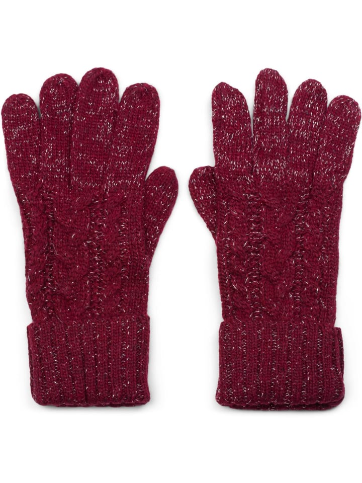 Strick Handschuhe in Bordeaux-Rot