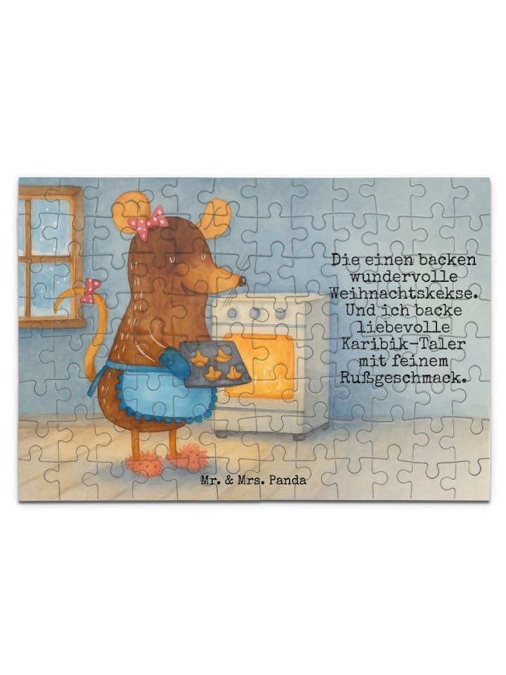 Puzzle Maus Kekse Design mit Spruch in Weiß