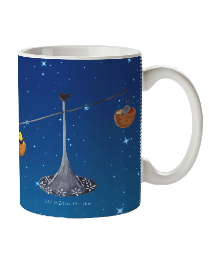 Tasse Sternzeichen Waage ohne Spruch in Sternenhimmel Blau