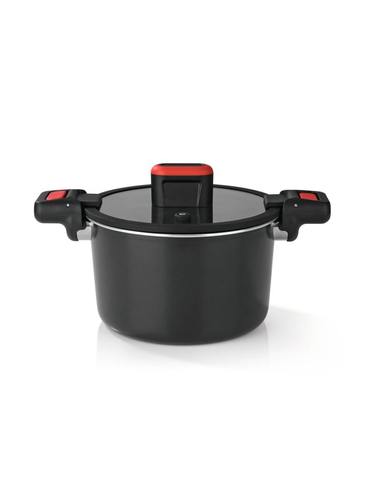 Energiespartopf Aluminium 5,8l schwarz/rot Schwarz