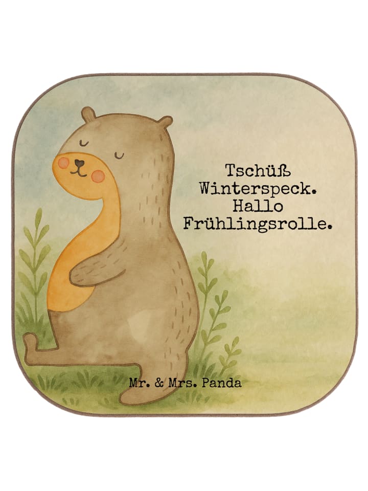 Bierdeckel Otter Bauch Design mit Spruch in Weiß