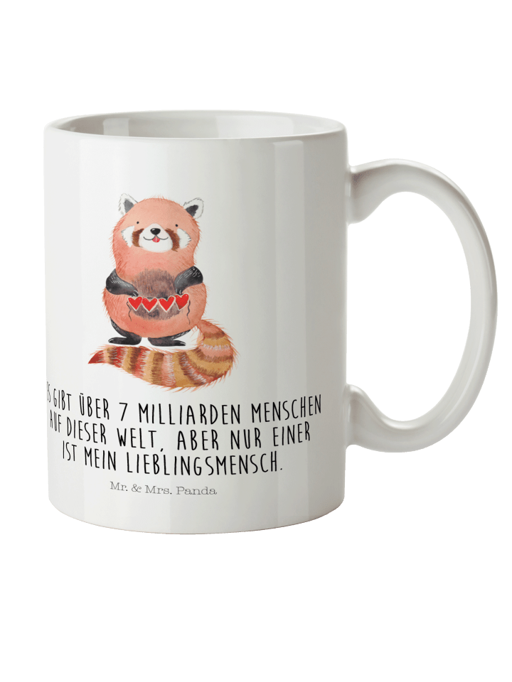 Kaffeebecher Roter Panda mit Spruch in Weiß