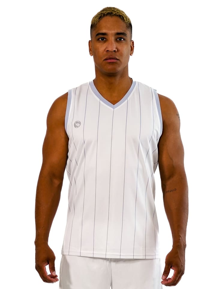 Sport Shirt "Pinstripes" Ärmeloses Tank Top in weiss