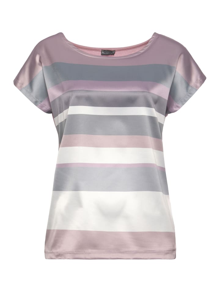 Shirtbluse in rose-anthrazit-gestreift