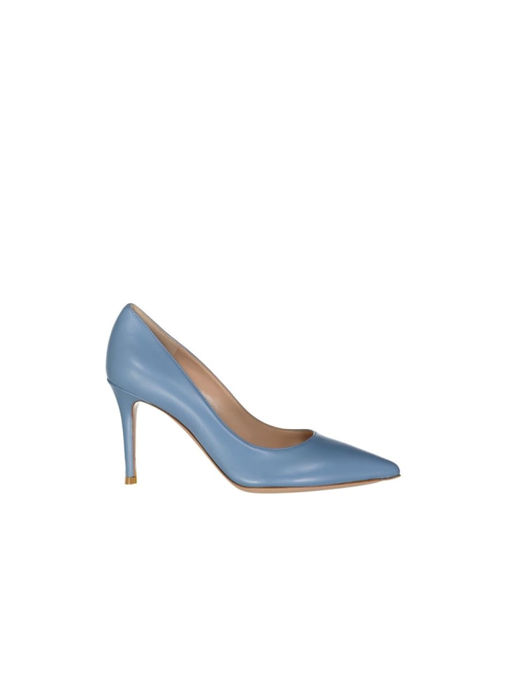 Blau Leder High Absatz Pumps