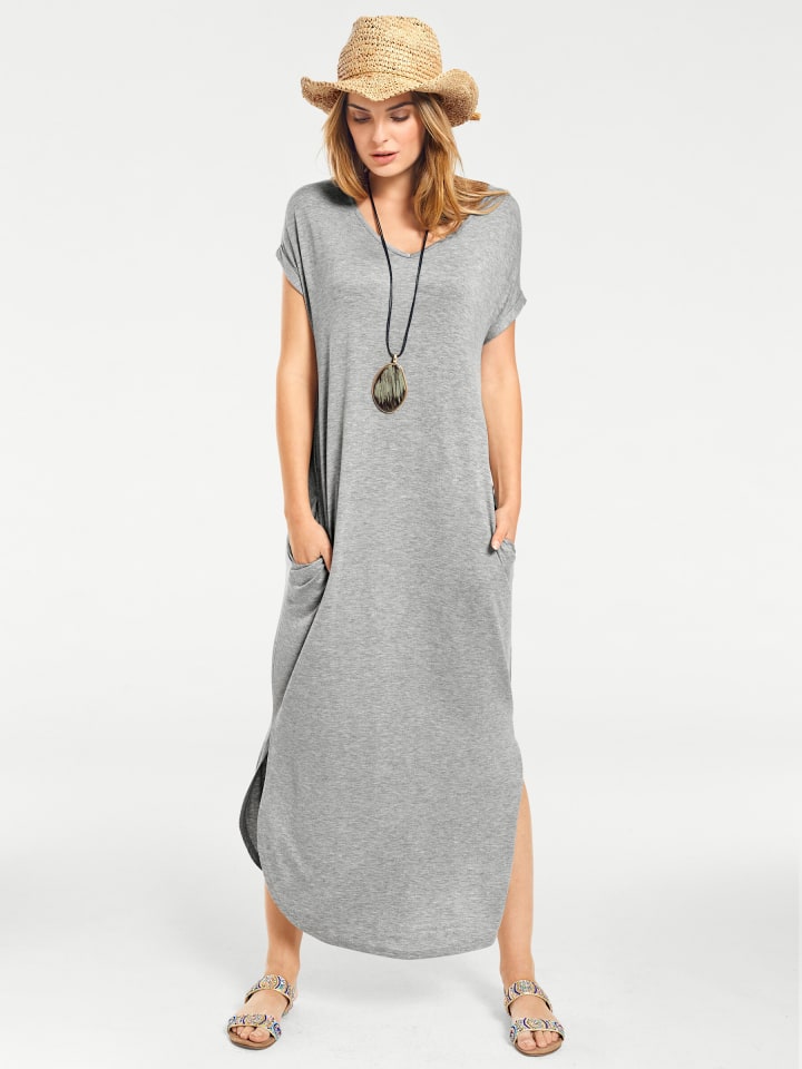 Shirtkleid in grau-melange