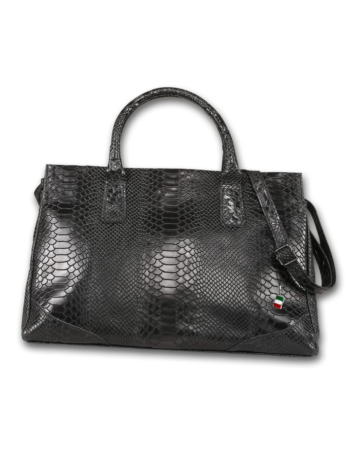 Leder Henkeltasche Florence Tasche schwarz ca. 40cm